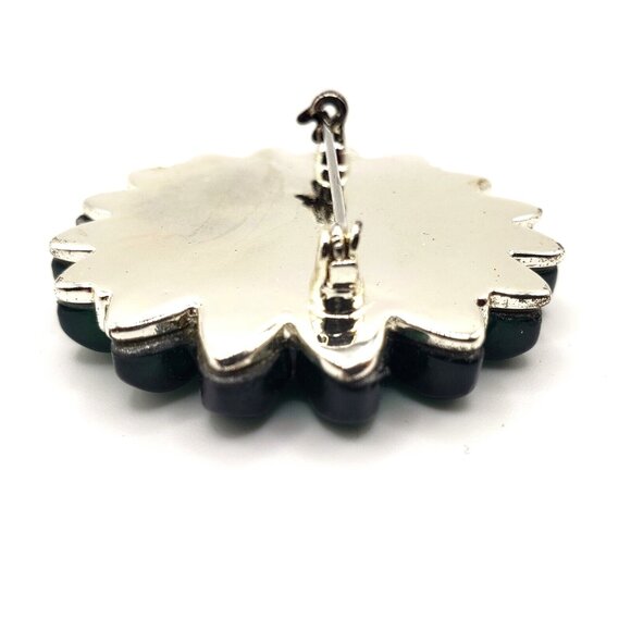 Vintage Emerald Green Lucite and Amethyst Brooch with Chrome Backing 1.75" VGC - Picture 4 of 7